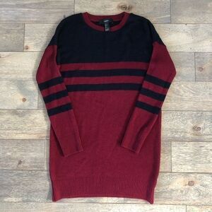 Red and Navy Striped Knit Sweater Dress Size S
